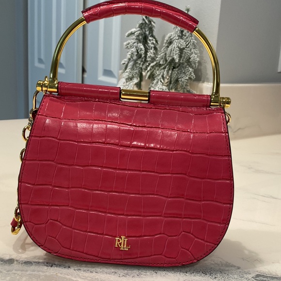 💕Ralph Lauren pink leather satchel crossbody💕 - Picture 8 of 9